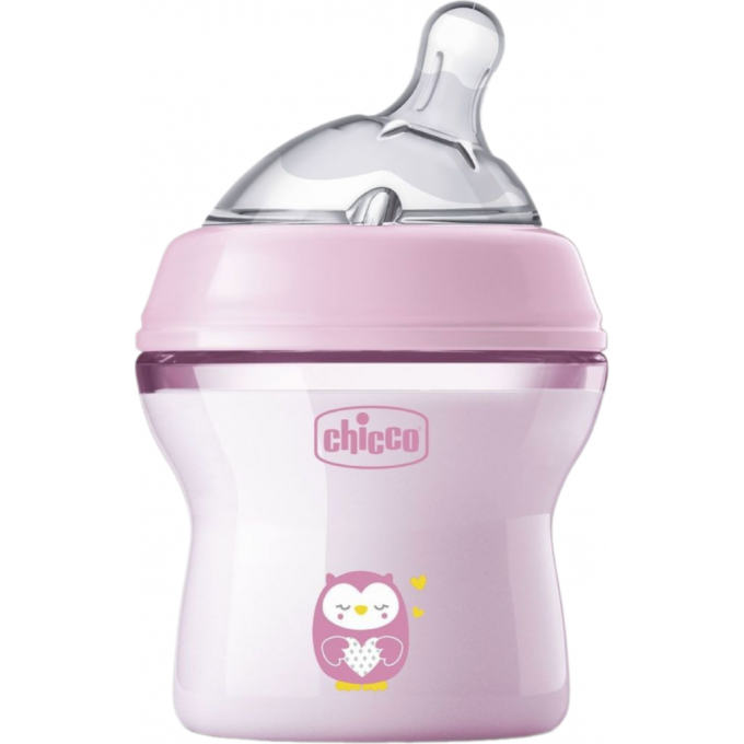 Бутылочка пластиковая CHICCO NATURAL FEELING 150 мл, 0м+ розовая 00081311100000