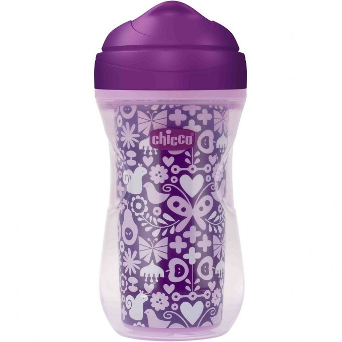Чашка-поильник CHICCO ACTIVE CUP (носик ободок), 14м+, 266 мл, сиреневый/бабочки 00006981100050