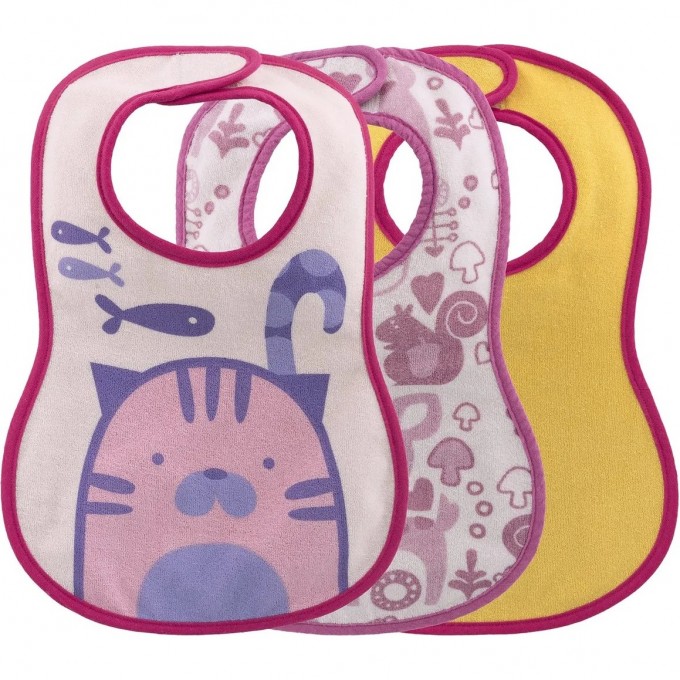 Нагрудник CHICCO EASY MEAL 6м+, розовый (3 шт) 00016301100000