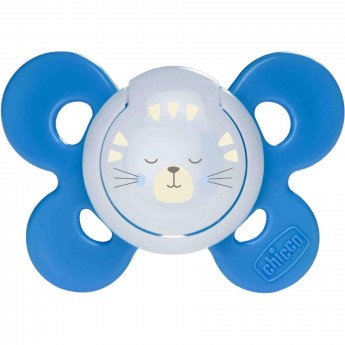 Пустышка силиконовая CHICCO PHYSIO COMFORT 16-36м голубая светящаяся
