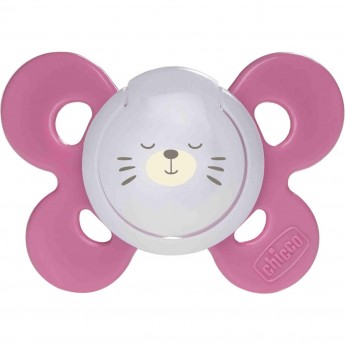 Пустышка силиконовая CHICCO PHYSIO COMFORT 16-36м розовая светящаяся