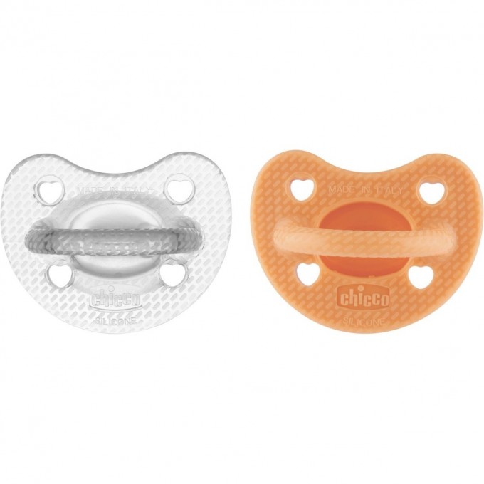 Пустышка силиконовая CHICCO PHYSIOFORMA LUXE or-transp, 6-16 мес, 2 шт 00073033310000